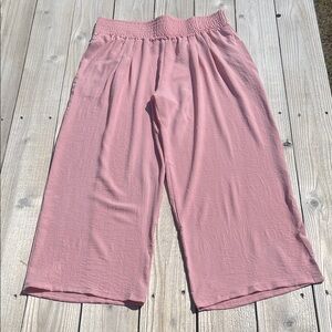 Wide Leg Pull-On Pants in Dusty Pink